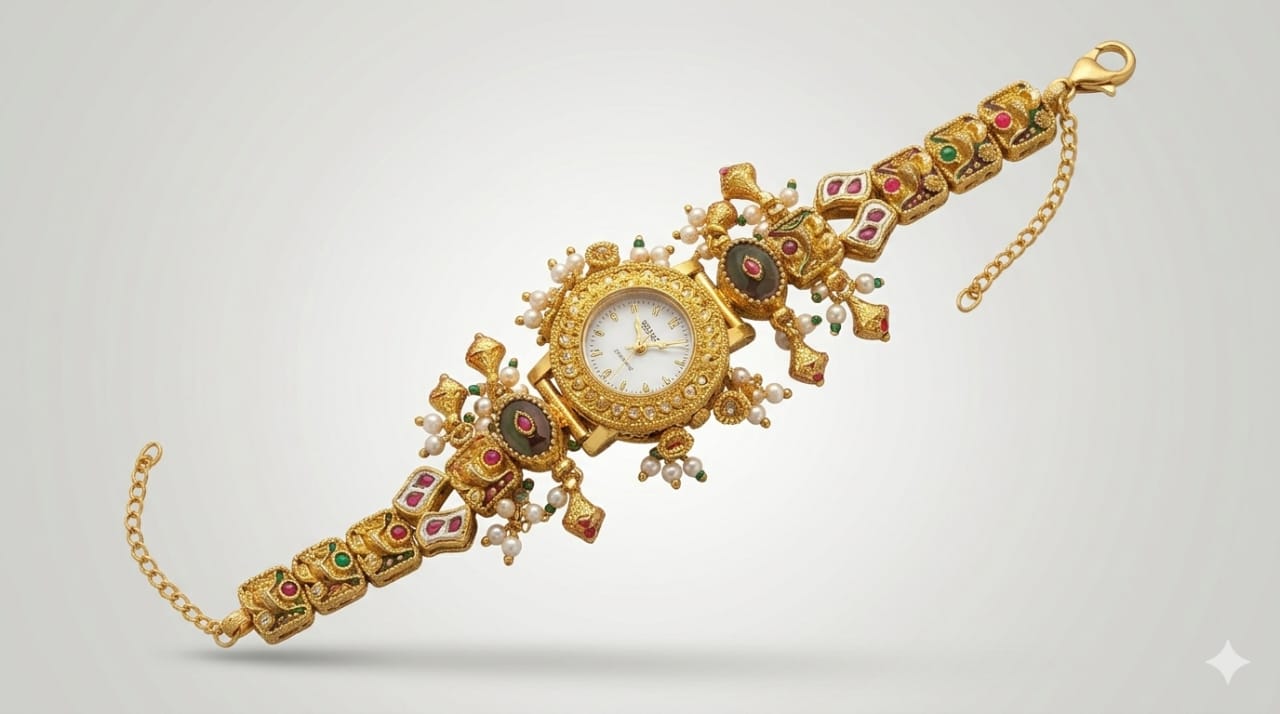 Exclusive Handcrafted Kundan Watch - Nisarg Art Special | Nisharg Art Ahmedabad